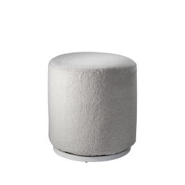 Marche Swivel Ottoman, Ivory Faux Sheep Fur