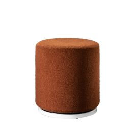 Marche Swivel Ottoman, Terracotta Faux Sheep Fur