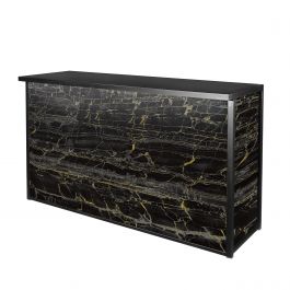 Maxim Dry Bar, LED Lighted, Black/Gold Marble