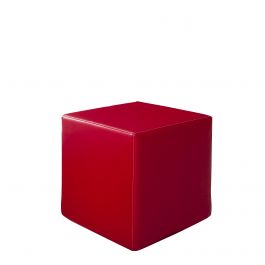 Vibe Cube Ottoman, Red Vinyl