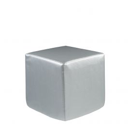 Rent the Vibe Cube Ottoman, Silver Vinyl | CORT Events