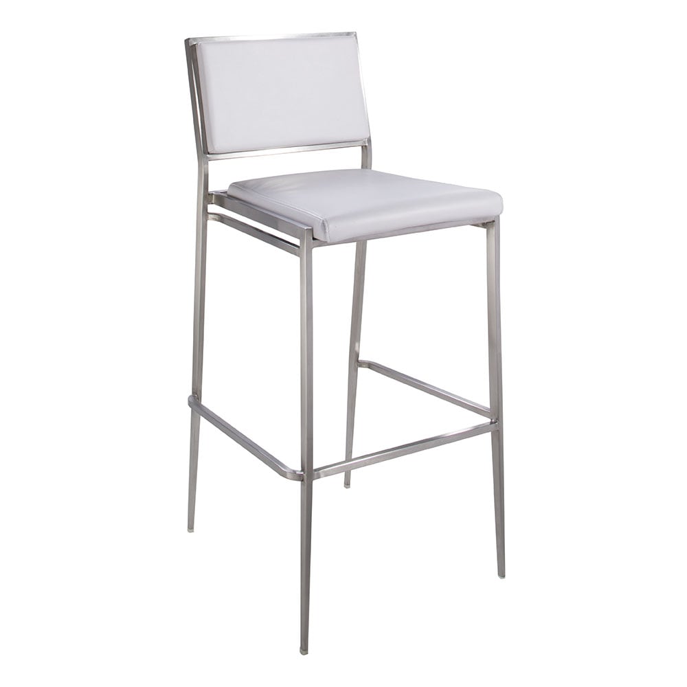 white barstool with metal frame for rent