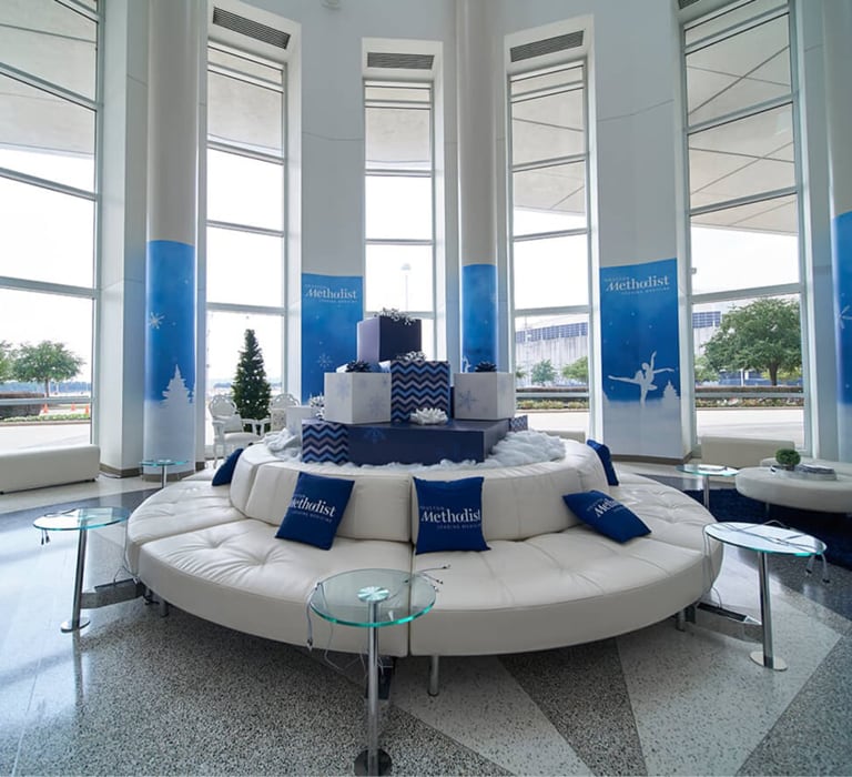 lounge with white and blue furniture