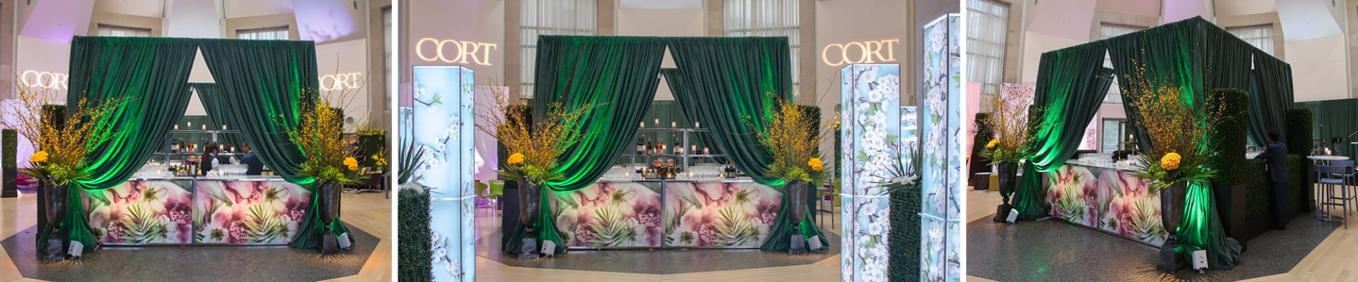 bar in green drape cabana