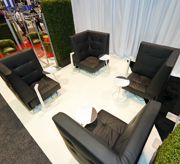 black club chair lounge in booth