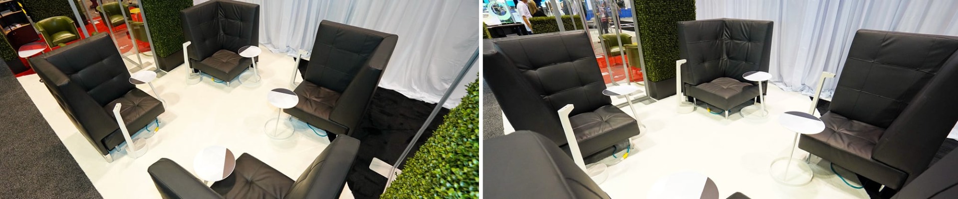 black club chair lounge in booth