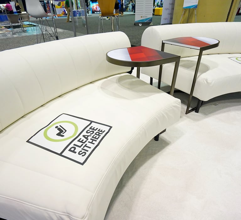 white lounge seating in booth