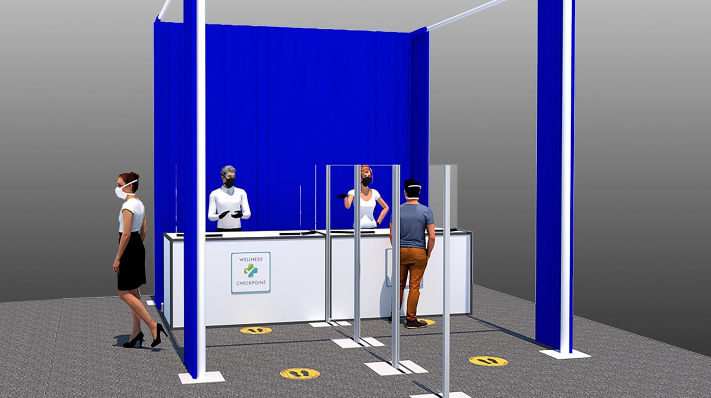 registration area with social distancing measures