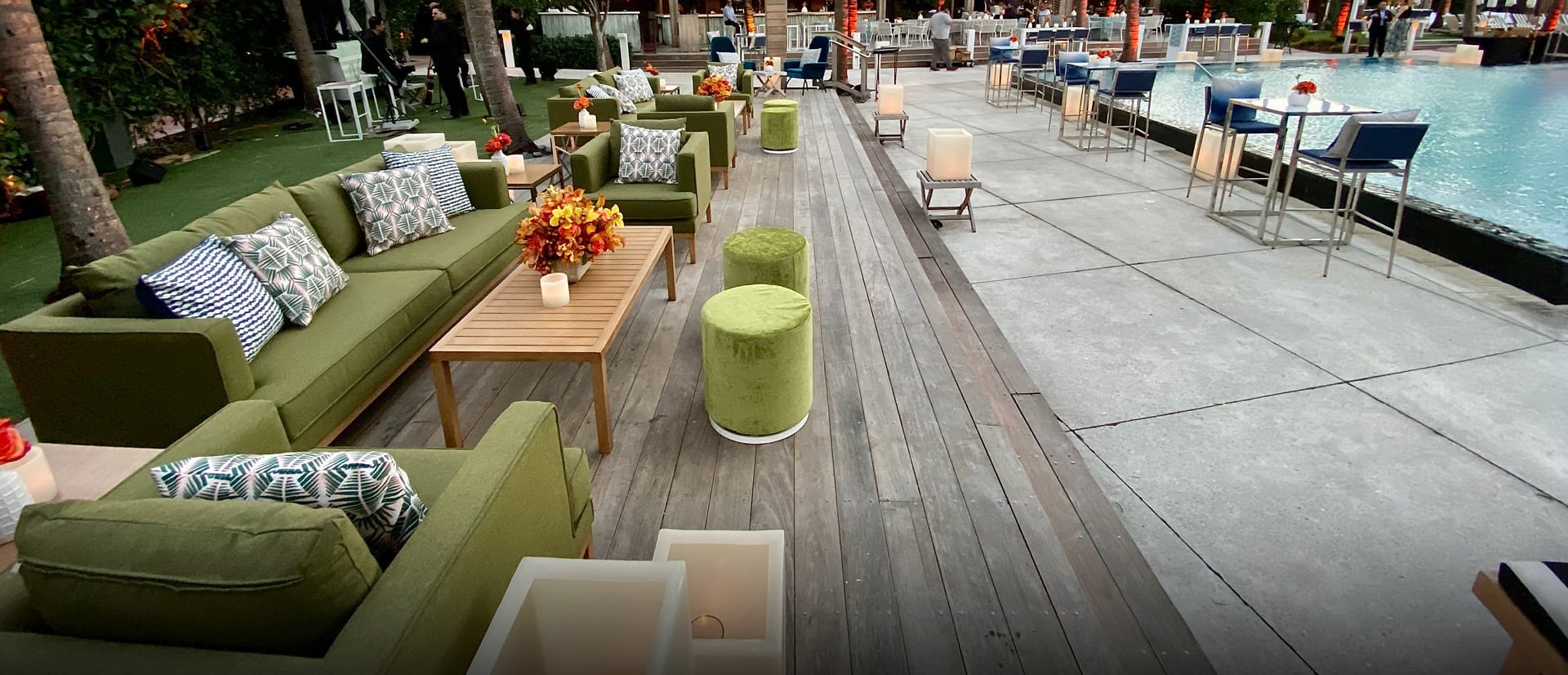 outdoor rentals at poolside event