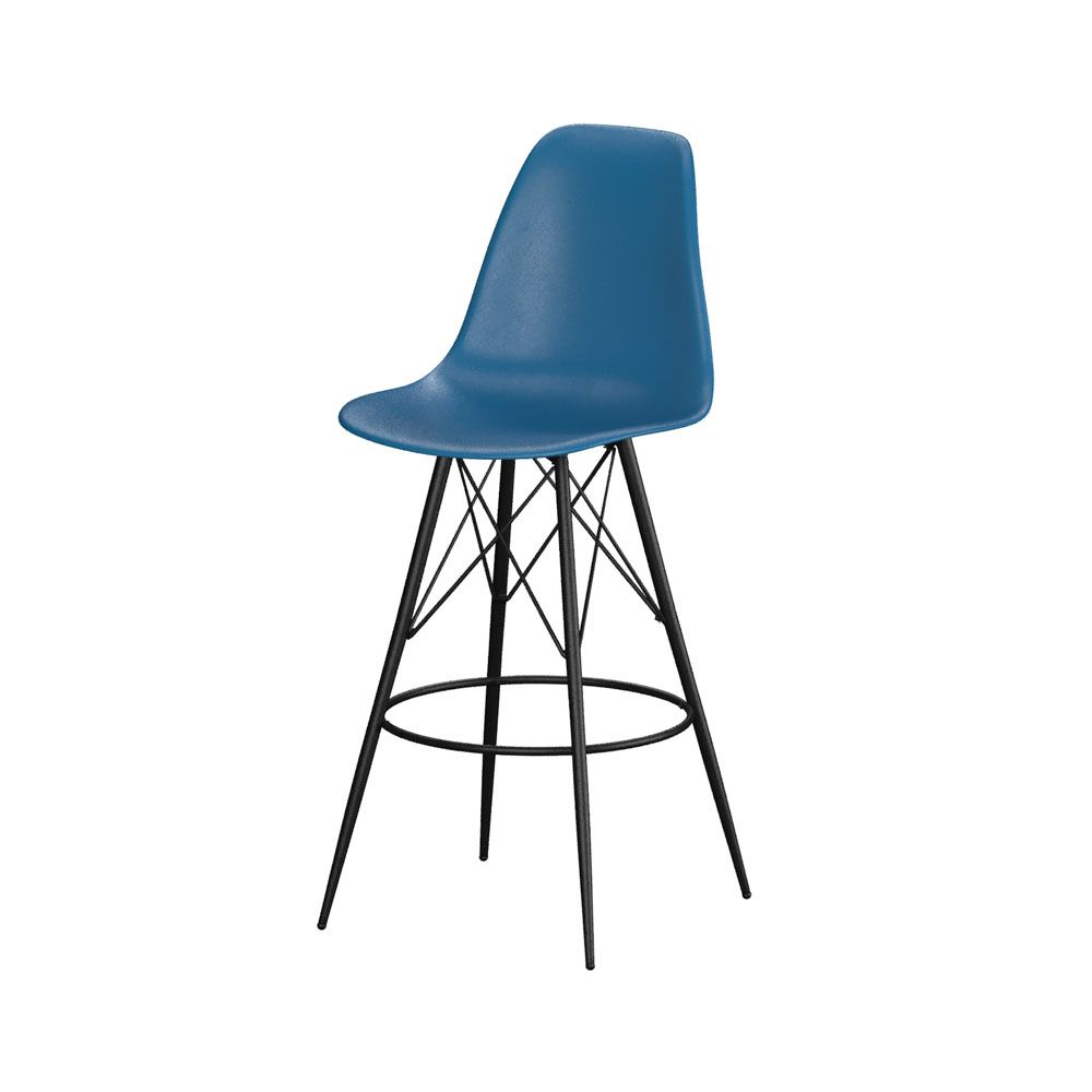 Rent the Blue Chelsea Barstool, Black Tower Base | CORT