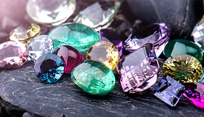 close up of colorful jewels